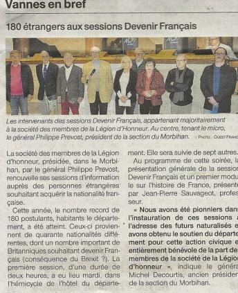 article de Ouest France sur la première conférence 2020 au conseil départemental
